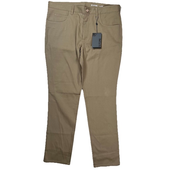 New G/Fore Men's Cotton 5 Pocket Straight Leg Pants Dune 35 x 32 Golf Athleisure